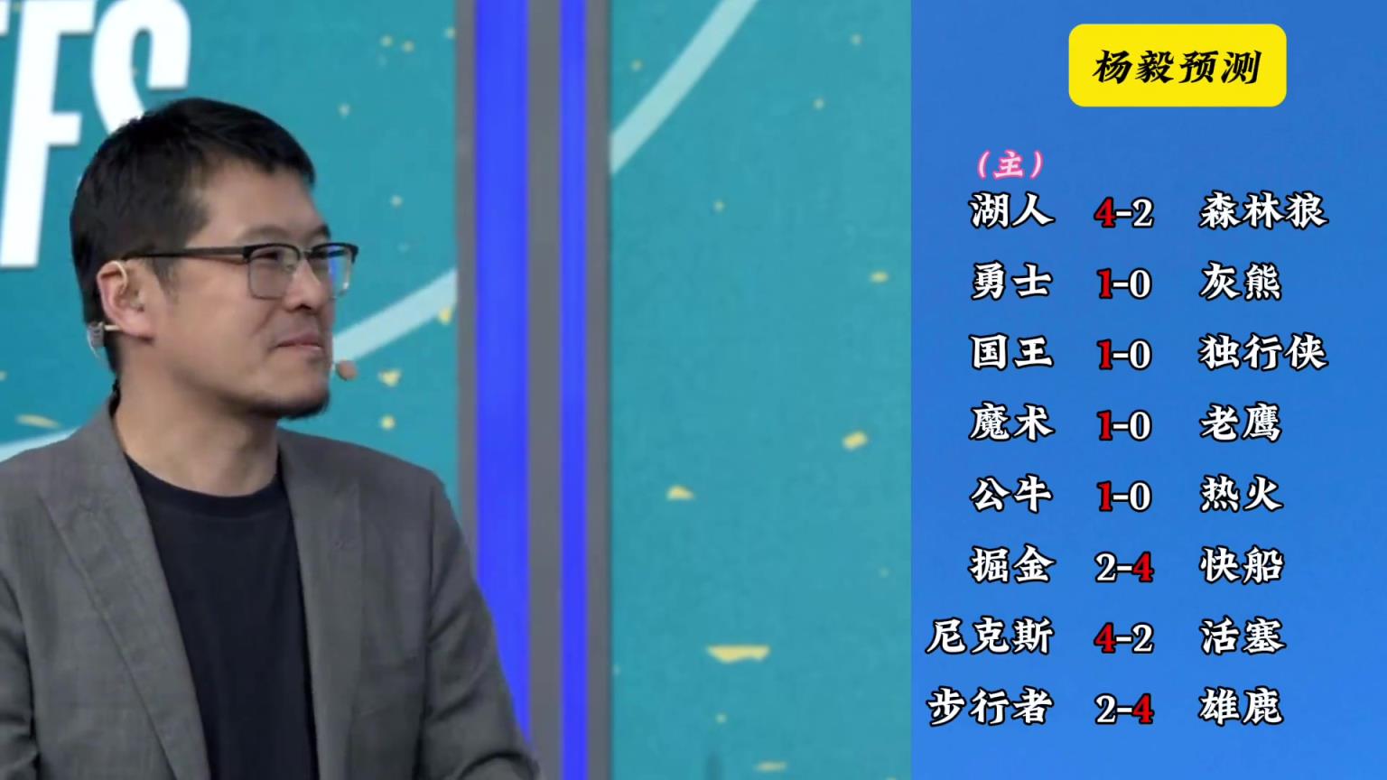 明燈來了！看看楊毅的季后賽預測：湖人4-2狼 快船4-2掘金